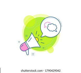 Comic speech bubble sign. Megaphone promotion complex icon. Messenger line icon. Chat message symbol. Business marketing banner. Messenger sign. Vector