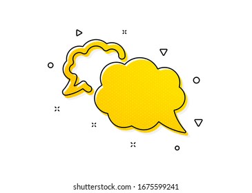 Sprichwort-Sprechblase. Messenger-Symbol. Chat-Meldungssymbol. Gelbe Kreise Muster. Klassisches Botensymbol. Geometrische Elemente. Vektorillustration