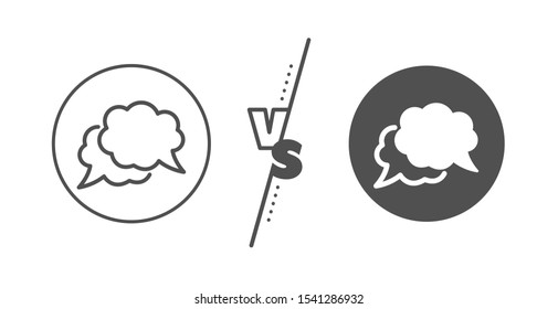 Comic speech bubble sign. Versus concept. Chat comment line icon. Social media message symbol. Line vs classic chat message icon. Vector