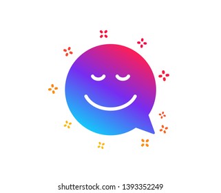 Comic speech bubble with Smile icon. Chat emotion sign. Dynamic shapes. Gradient design smile icon. Classic style. Vector