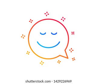 Comic speech bubble with Smile line icon. Chat emotion sign. Gradient design elements. Linear smile icon. Random shapes. Vector
