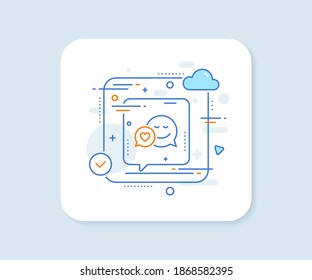 Comic speech bubble with Smile line icon. Abstract vector button. Chat emotion with heart sign. Dating line icon. Speech bubble concept. Vector