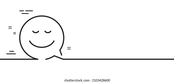 Comic speech bubble with Smile line icon. Chat emotion sign. Minimal line illustration background. Smile line icon pattern banner. White web template concept. Vector