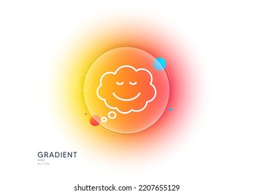 Comic speech bubble with Smile line icon. Gradient blur button with glassmorphism. Chat emotion sign. Transparent glass design. Speech bubble line icon. Vector