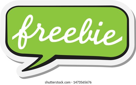 comic speech bubble sticker with word freebie vector illustration