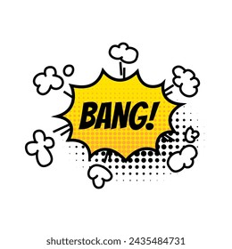 Comic speech bubble with text Bang isolated on white background. Cartoon style. Vector flat illustration.