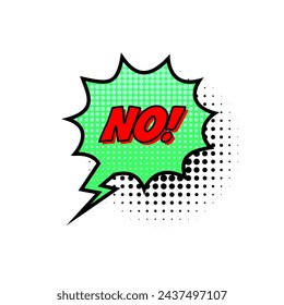 Comic speech bubble with text No isolated on white background. Cartoon style. Vector flat illustration.