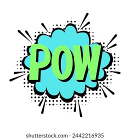 Burbuja de habla cómica con texto POW. Ilustración de vector