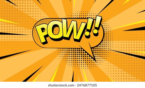 Comic speech bubble with text Pow!, vintage pop art halftone background