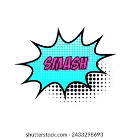 Comic speech bubble with text Smash isolated on white background. Cartoon style. Vector flat illustration.