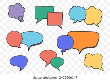 Comic speech bubble text talk balloon cloud chat isolated set. Vector flat graphic design illustration