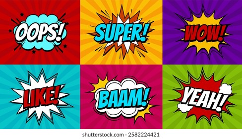 Comic speech bubble vector, comic book sound effect, colorful pop art design with in the shape of an explosion, perfect comic explosion for action theme graphics, design