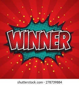 Comic Speech Bubble, Winner, Vector illustration