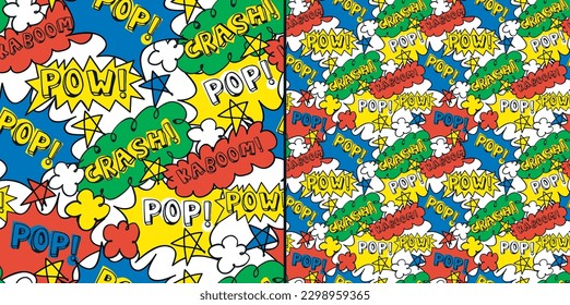 Comic speech bubble wording seamless pattern illustration with cartoon style design