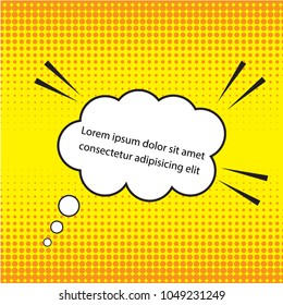 Comic speech bubble and yellow halftone