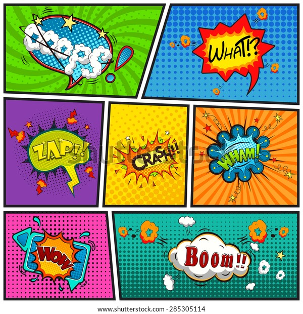 Comic speech bubbles background divided\
by lines\
vector\
