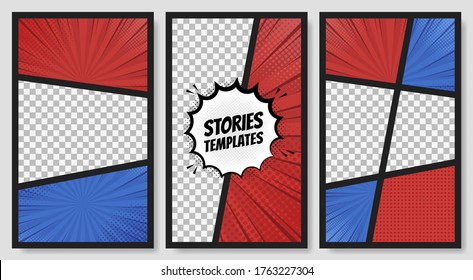 Comic speech bubbles. Comic Book page elements. Pop Art clouds effects collection. Vector graphic design illustration