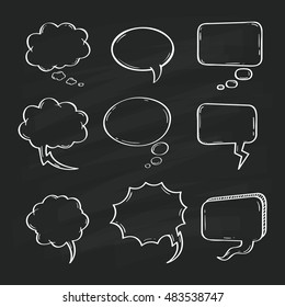 Comic & Speech bubbles and elements with Chalkboard Background. 