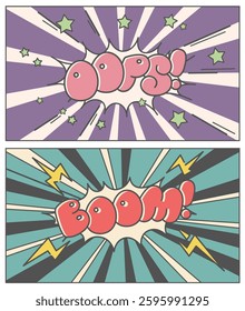 Comic Speech Bubbles with Fun Expressions – Retro Pop Art Style Vector Illustration