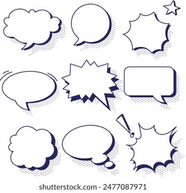 Comic speech bubbles with halftone set