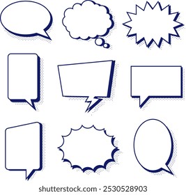 Comic speech bubbles with halftone set