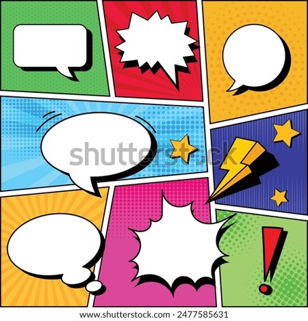 Comic speech bubbles with halftone set