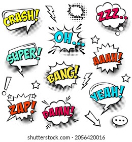 Comic Speech Bubbles Halftone Shadows Colorful Stock Vector (Royalty ...