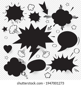 Comic Speech bubbles Icon.Comic blank text speech bubbles in pop art style, vector illustration.