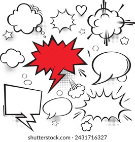 Comic Speech bubbles Icon.Comic blank text speech bubbles in pop art style . vector illustration.
