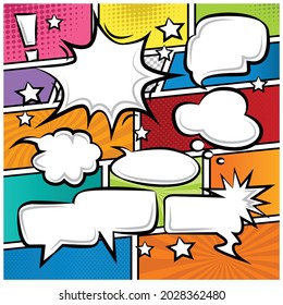 Comic Speech Bubbles Icons Colección Caricatura fondo Vector ilustración 
