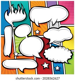 Comic Speech Bubbles Icons Collection Cartoon-farbiger Hintergrund Vektorgrafik 
