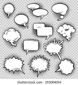 Comic speech bubbles icons collection of cloud oval rectangle and jagged shape contours abstract isolated vector illustration