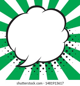 Comic speech bubbles on colorful background and halftone shadows.