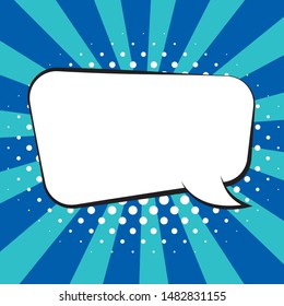 Comic speech bubbles on colorful background and halftone shadows.