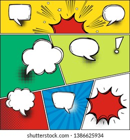 Comic Speech Bubbles on a comic strip background, vector illustration