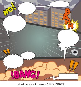 Comic Speech Bubbles on a comic strip background, vector illustration