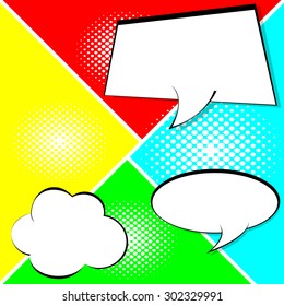 Comic Speech Bubbles on a comic strip background, vector illustration 
