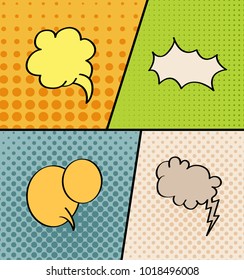 Comic speech bubbles in pop art style. Vector cartoon speech bubbles.