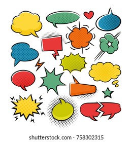 Comic speech bubbles pop art set for graphic and web design