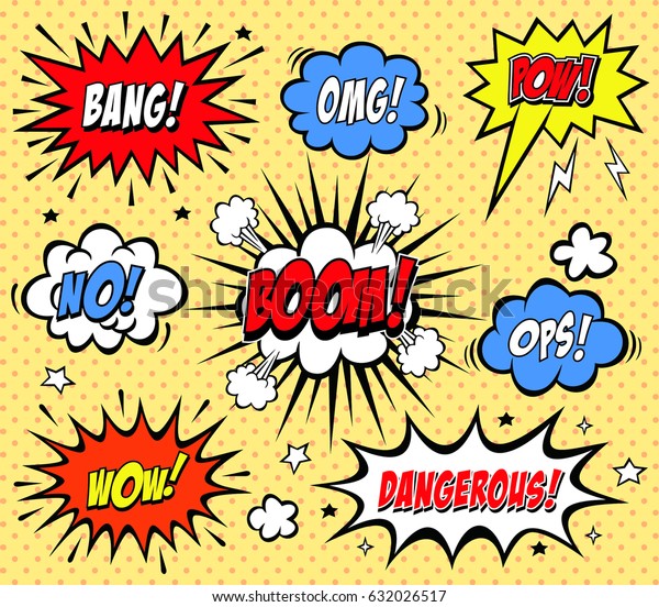 Comic Speech Bubbles Pop Art Style Stock Vector (Royalty Free ...