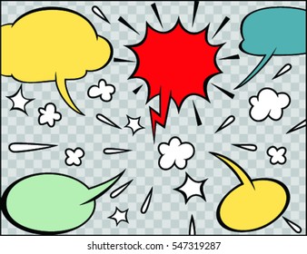 Comic  speech bubbles in retro style set vector illustration.