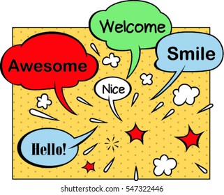 Comic  speech bubbles in retro style set vector illustration.
