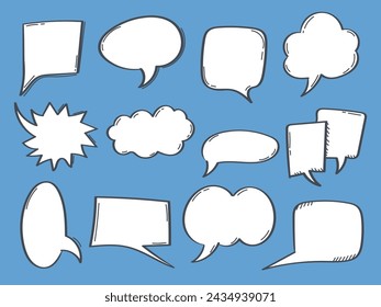 Comic speech bubbles set. hand drawn style