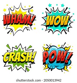 Comic speech bubbles set isolated on transparent background vector illustration