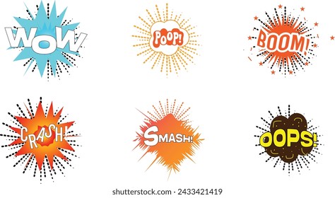Comic speech bubbles sets vector illustration.