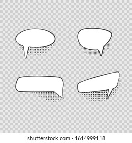 Comic Speech Bubbles Signs Black Thin Line Icon Set on a Transparent Background. Vector illustration of Icons for Discussion