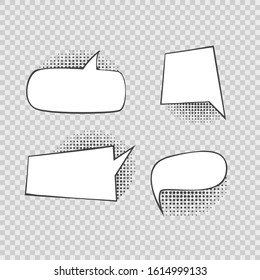 Comic Speech Bubbles Signs Black Thin Line Icon Set on a Transparent Background. Vector illustration of Icons for Talking