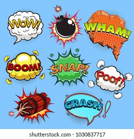 Comic speech bubbles. Sound effects. Vector illustration