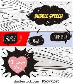 Comic speech bubbles and comic strip background, vector illustration