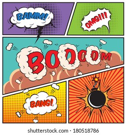 Comic Speech Bubbles And Comic Strip Background Vector Illustration